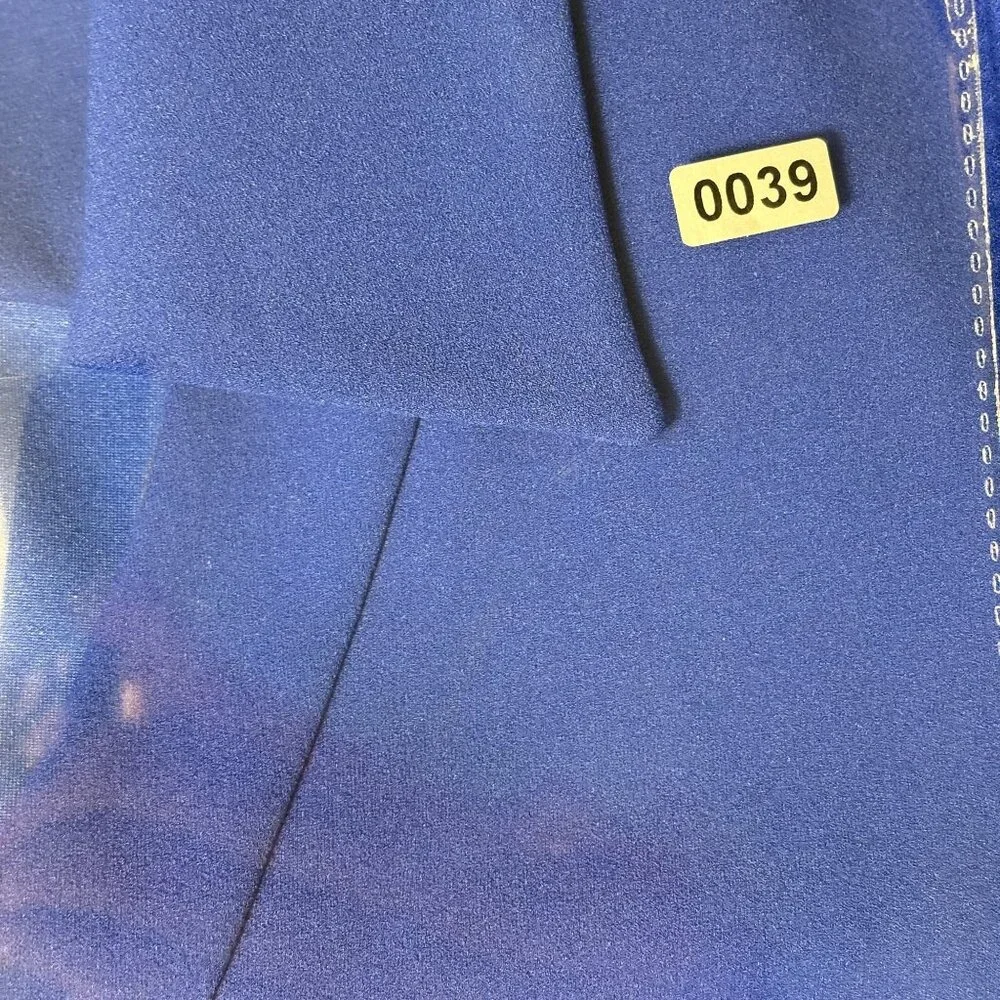 Tahari Arthur S. Levine Blue Belted Midi Faux Wrap Dress Collared Neck - Picture 11 of 11